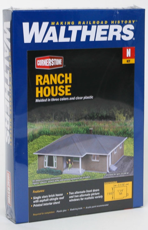 Walthers Cornerstone N 933-3838 Brick Ranch House - Kit