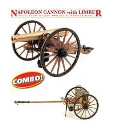 Guns of History MS4003CB Napoleon Cannon with Limber - Wood & Brass Model Kit Combination 1:16 Scale