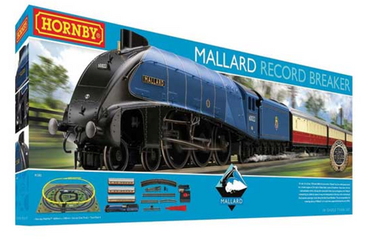 Hornby R1282TF 4-6-2 Mallard, 3 Cars, Track Oval, Power Pack