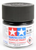 Tamiya color acrylic paint jar with black paint on a white background