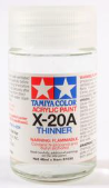 Tamiya Color X-20A thinner bottle on a white background