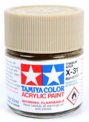 Tamiya color acrylic paint can with beige color swatch