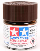 Tamiya Color acrylic paint jar with brown color swatch