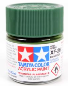 Tamiya color acrylic paint can with green color swatch