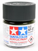 Tamiya Color acrylic paint jar with black lid on a white background