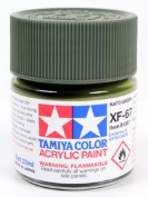 Tamiya Color acrylic paint jar with green color swatch