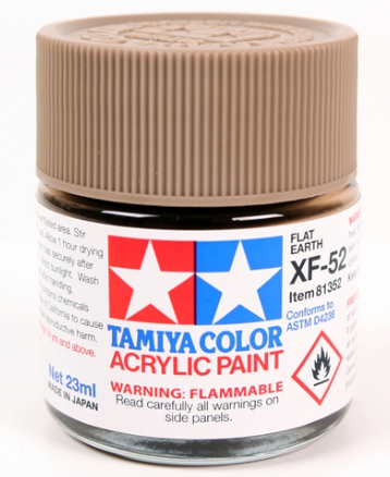 Tamiya Color acrylic paint jar with label on a white background