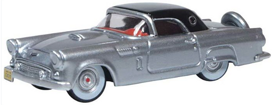 Oxford Diecast HO 87TH56007 1956 Ford Thunderbird, Gray Metallic/Raven Black