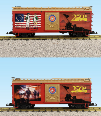 USA TRAINS 19162 US USMC 250TH ANNIVERSARY BOXCAR (2 SIDED)