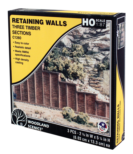 Woodland Scenic c1260 Timber Retaining Wall - HO Scale