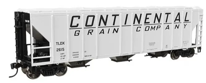 Model of a grain car with 'Continental Grain Company' branding on a white background