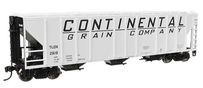 Model of a railroad car with 'Continental Grain Company' branding on a white background