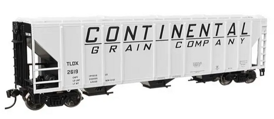 Model of a railroad car with 'Continental Grain Company' branding on a white background