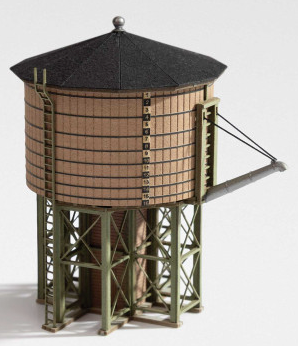 Model of a water tower on a white background