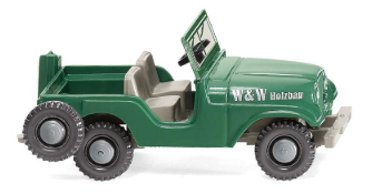 Model green truck with 'W & W Holzram' branding on a white background