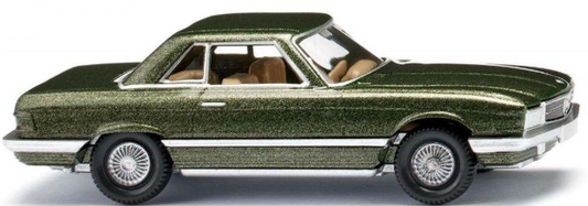 Model car with a green and gold metallic finish on a white background