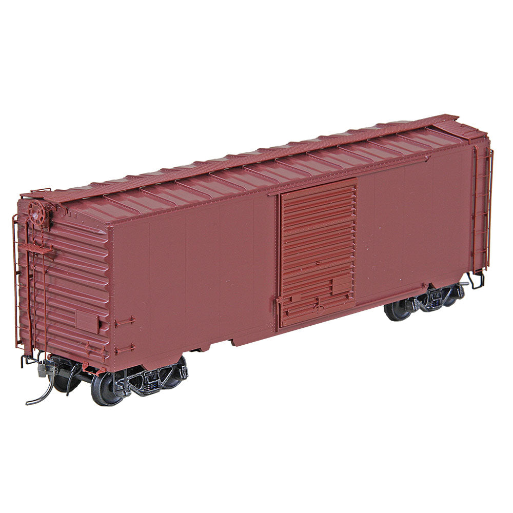  HO Scale Undecorated Post 1954 Wide Tab 40' PS-1 Boxcar with 8' Youngstown Door - Boxcar Red - RTR