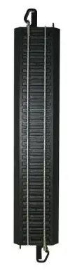 A 9-inch straight HO track for model trains, predominantly black in color with a solid pattern.