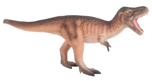 A 1:40 scale model of a Tyrannosaurus rex dinosaur, standing upright on a plain background.