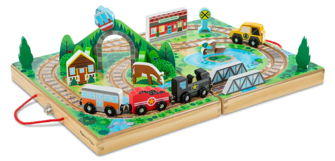 wooden play train set