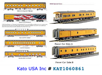 Kato - Union Pacific Excursion Train Lighted 7-Car Set - Ready to Run -- Union Pacific (Armour Yellow, gray red) - N - 106-0861