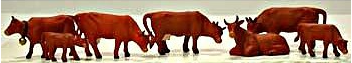 Model Power 5732 HO Scale Cows and Calves Brown