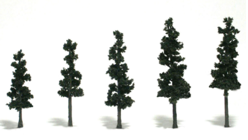 Woodland Scenics TR1560 - Conifer Green - 5/pkg - 2 1/2" - 4" (6.35 cm - 10.1 cm)