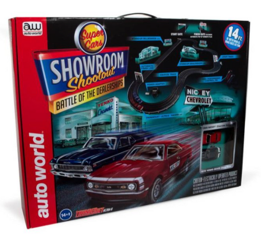 Auto World 337 – Showroom Shootout: Battle of the Dealerships –Slot Car Starter Kit