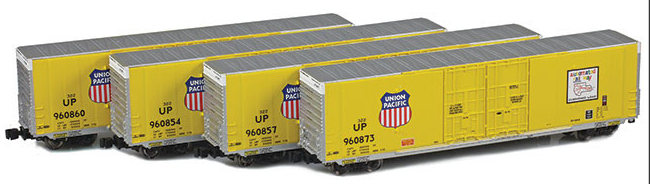AZL 914200-1 Greenville 60' Boxcar | Union Pacific 4-Car Runner Pack