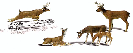 Woodland Scenics WOO2738 Scenic Accents(R) -- White-Tail Deer pkg (6), O Scale
