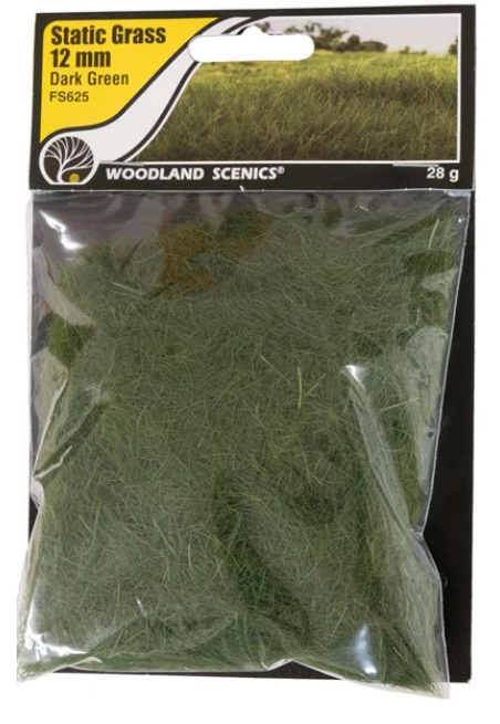 Woodland Scenics FS625 Static Grass Dark Green 12mm