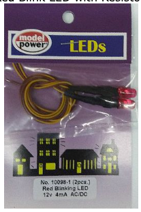 Model Power 100981 12 volt Red Blink LED with Resistor