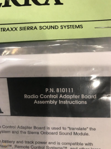 SIERRA SOUNDTRAXX 810111 RADIO CONTROL