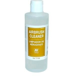 A bottle of Vallejo Airbrush Cleaner with a label showing the brand and product name, 200ml size.