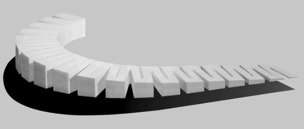 A set of white model train tracks with a black base, designed to be used with a model train setup.